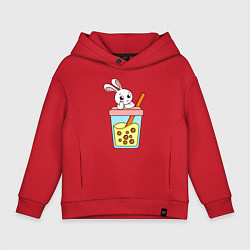 Толстовка оверсайз детская Кролик с напитком, цвет: красный