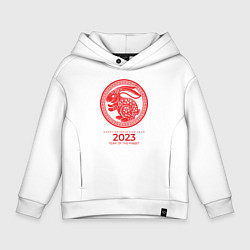Толстовка оверсайз детская Year of the rabbit - 2023, happy chinese New Year, цвет: белый