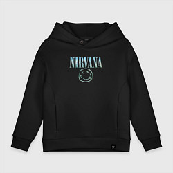 Толстовка оверсайз детская Nirvana - смайлик, цвет: черный