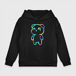 Толстовка оверсайз детская Cool neon bear, цвет: черный