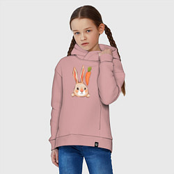 Толстовка оверсайз детская Заяц с морковкой, цвет: пыльно-розовый — фото 2