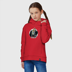 Толстовка оверсайз детская Мультяшная ведьма с черепом и котом Хэллоуин, цвет: красный — фото 2