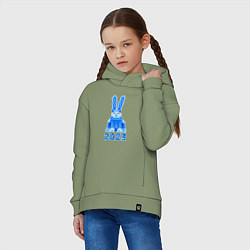 Толстовка оверсайз детская Геометрический синий кролик 2023, цвет: авокадо — фото 2