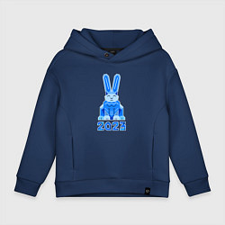 Толстовка оверсайз детская Геометрический синий кролик 2023, цвет: тёмно-синий