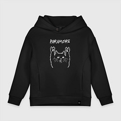 Толстовка оверсайз детская Paramore рок кот, цвет: черный