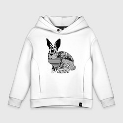 Толстовка оверсайз детская Rabbit in patterns, цвет: белый