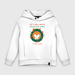 Толстовка оверсайз детская Its the most fluffiest time of the year, цвет: белый