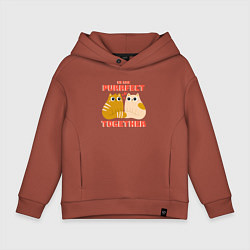 Толстовка оверсайз детская We are purrrfect together, цвет: кирпичный