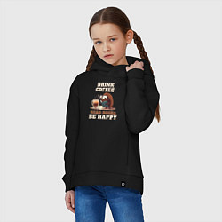 Толстовка оверсайз детская Drink Coffee, Read Books, Be Happy, цвет: черный — фото 2