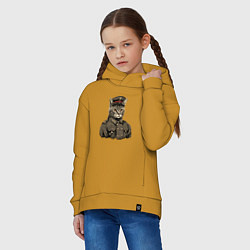 Толстовка оверсайз детская Котик в шинели, цвет: горчичный — фото 2