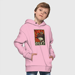 Толстовка оверсайз детская Obey frog, цвет: светло-розовый — фото 2
