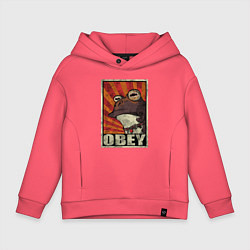 Толстовка оверсайз детская Obey frog, цвет: коралловый