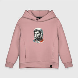 Толстовка оверсайз детская Юрий Гагарин в современном стиле, цвет: пыльно-розовый
