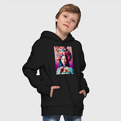 Толстовка оверсайз детская Сладкая женщина и пирожные - нейросеть, цвет: черный — фото 2