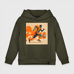 Толстовка оверсайз детская Рывок футболиста, цвет: хаки
