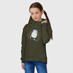 Толстовка оверсайз детская Снеговик катается на лыжах, цвет: хаки — фото 2