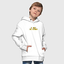 Толстовка оверсайз детская I get to start пиксельная надпись, цвет: белый — фото 2