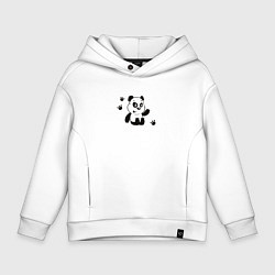 Толстовка оверсайз детская Мультяшный мишка панда, цвет: белый