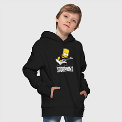 Толстовка оверсайз детская Scorpions Барт Симпсон рокер, цвет: черный — фото 2