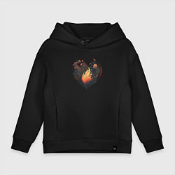 Толстовка оверсайз детская Blooming heart, цвет: черный