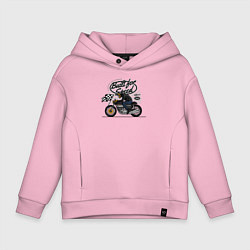 Толстовка оверсайз детская Мотогонки мотоциклист, цвет: светло-розовый