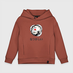 Толстовка оверсайз детская Ностальгия - японские иероглифы, цвет: кирпичный