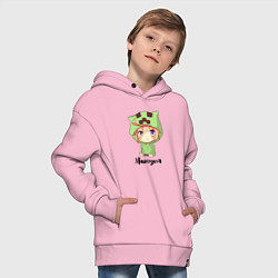 Толстовка оверсайз детская Машуня - Майнкрафт, цвет: светло-розовый — фото 2