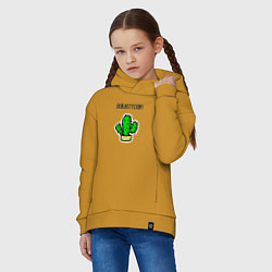 Толстовка оверсайз детская Зеленый кактус, цвет: горчичный — фото 2