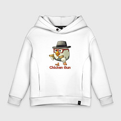 Толстовка оверсайз детская Чикен ган - курочка в шляпе, цвет: белый