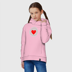 Толстовка оверсайз детская Красное сердце с серым фоном, цвет: светло-розовый — фото 2