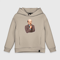 Толстовка оверсайз детская Ленин - тихо, цвет: миндальный