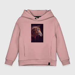 Толстовка оверсайз детская Лошадь во всей красе, цвет: пыльно-розовый