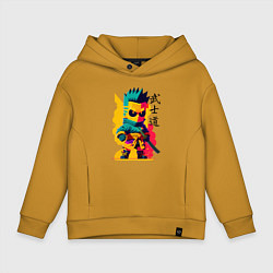 Толстовка оверсайз детская Bart Simpson - samurai - bushido, цвет: горчичный