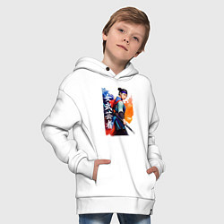 Толстовка оверсайз детская Онна-бугэйся - девушка-самурай - акварель, цвет: белый — фото 2