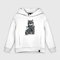 Толстовка оверсайз детская Волчья сила на двух колесах, цвет: белый