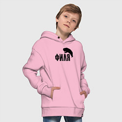 Толстовка оверсайз детская Филя м медведь, цвет: светло-розовый — фото 2