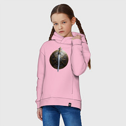 Толстовка оверсайз детская Щит и меч викинга, цвет: светло-розовый — фото 2