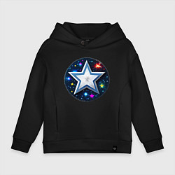 Толстовка оверсайз детская Звезда и полотно космоса, цвет: черный