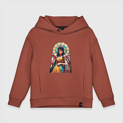 Толстовка оверсайз детская Ай хоширо - витраж, цвет: кирпичный
