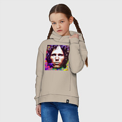 Толстовка оверсайз детская Jim Morrison Glitch 25 Digital Art, цвет: миндальный — фото 2