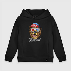 Толстовка оверсайз детская Bear in the movie, цвет: черный