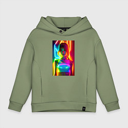 Детское худи оверсайз Japanese girl - neon glow - neural network