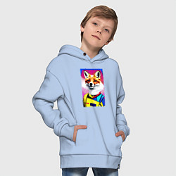 Толстовка оверсайз детская Fox - pop art - fashionista, цвет: мягкое небо — фото 2