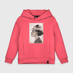 Толстовка оверсайз детская Одри Хепбёрн, цвет: коралловый