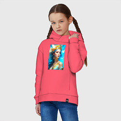 Толстовка оверсайз детская Стихия Воздуха в женском обличии - нейросеть, цвет: коралловый — фото 2