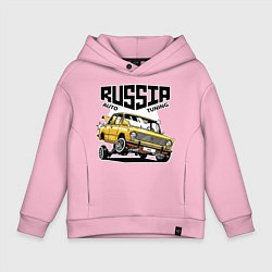 Толстовка оверсайз детская Russia tuning car, цвет: светло-розовый