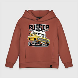 Толстовка оверсайз детская Russia tuning car, цвет: кирпичный