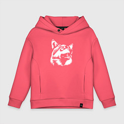 Толстовка оверсайз детская Голова волка Wolf head, цвет: коралловый