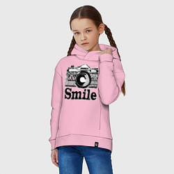 Толстовка оверсайз детская Smile camera, цвет: светло-розовый — фото 2