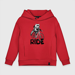 Толстовка оверсайз детская Raccoon ride, цвет: красный